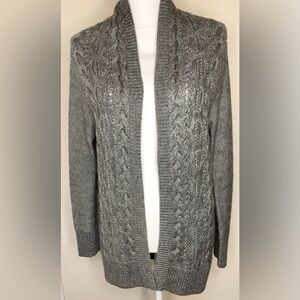 DKNY Women Gray Open Front Knit Cardigan Sweater Small